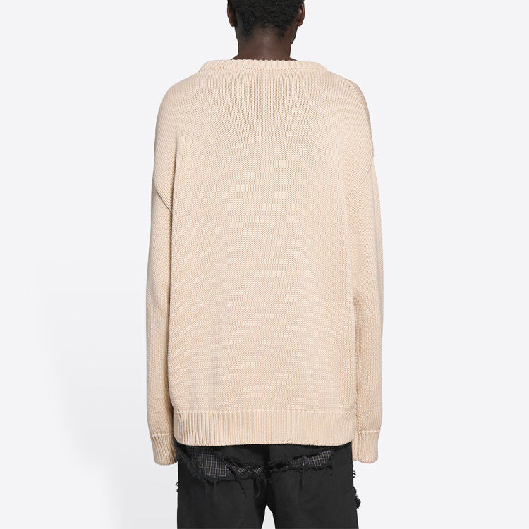 Свитер Balenciaga BB Laurel Crown Logo Crewneck Knitted Sweater 'Beige', бежевый — фото 4