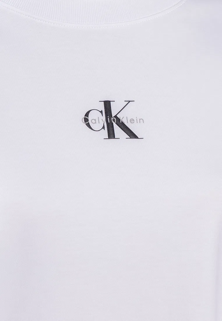 Футболка оверсайз с длинным рукавом, круглый вырез, Calvin Klein Jeans, белый — фото 3