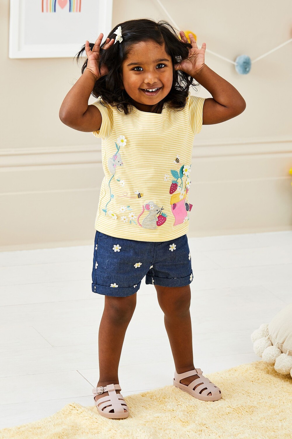 

Шорты с вышивкой ромашками Jojo Maman Bébé, мультиколор