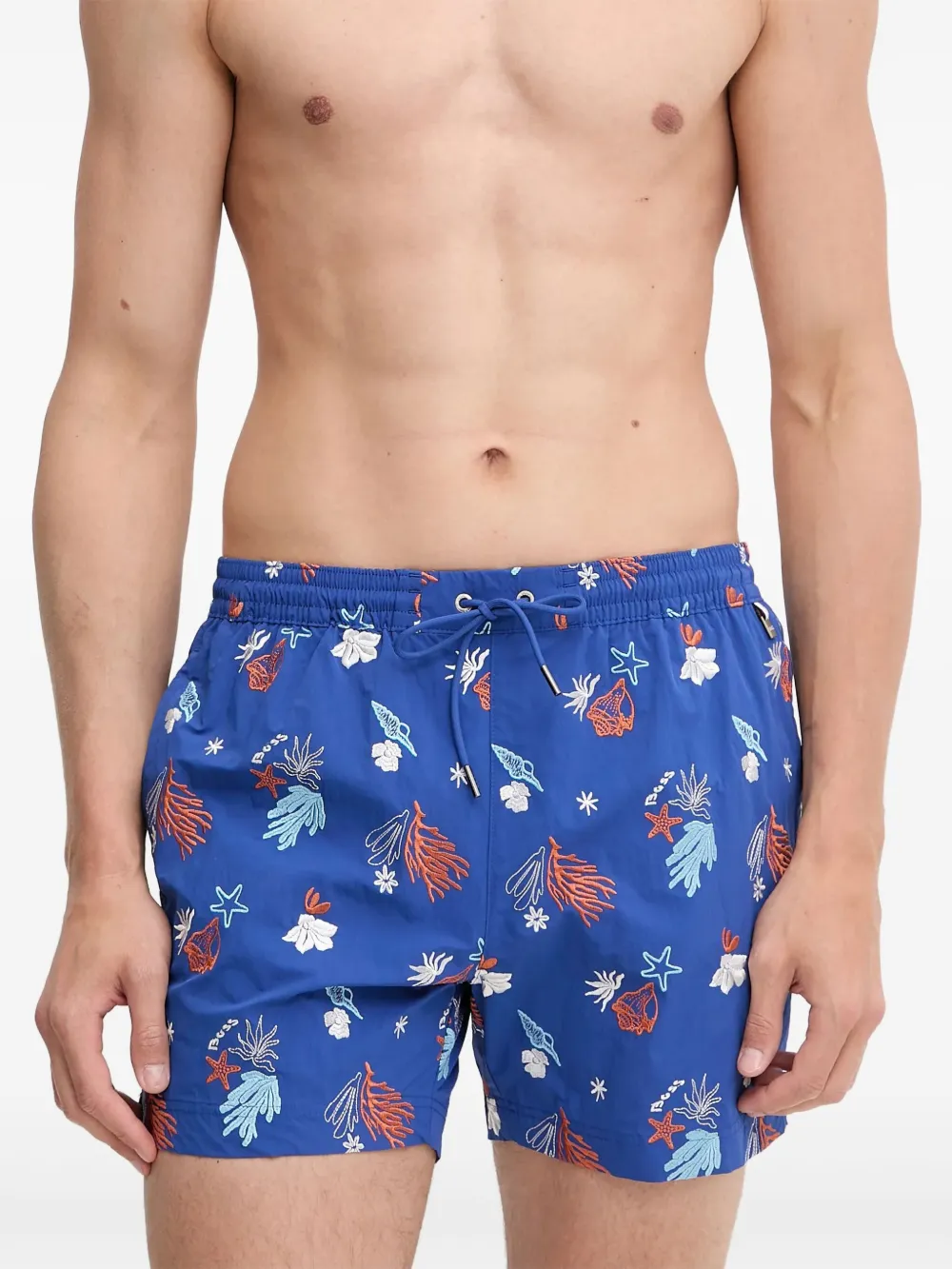 

Шорты для плавания с принтом морской жизни BOSS, синий