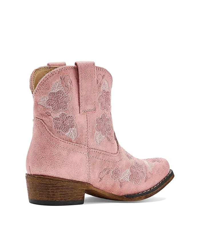Ботинки с цветочной вышивкой Blossom Roper Kids, Pink Vintage Faux Leather — фото 4