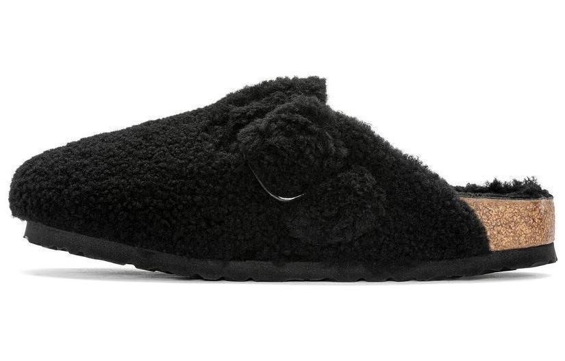 Birkenstock Сандалии Boston Big Buckle Shearling Narrow Fit 'Black' Women's