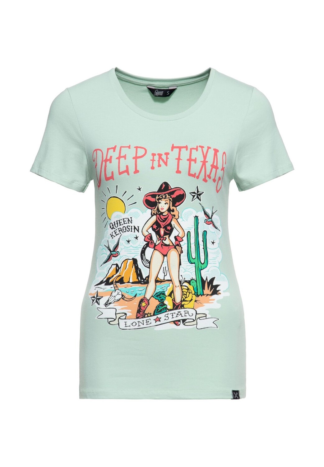 

Футболка с ретро-принтом спереди Deep In Texas QUEEN KEROSIN, мятный