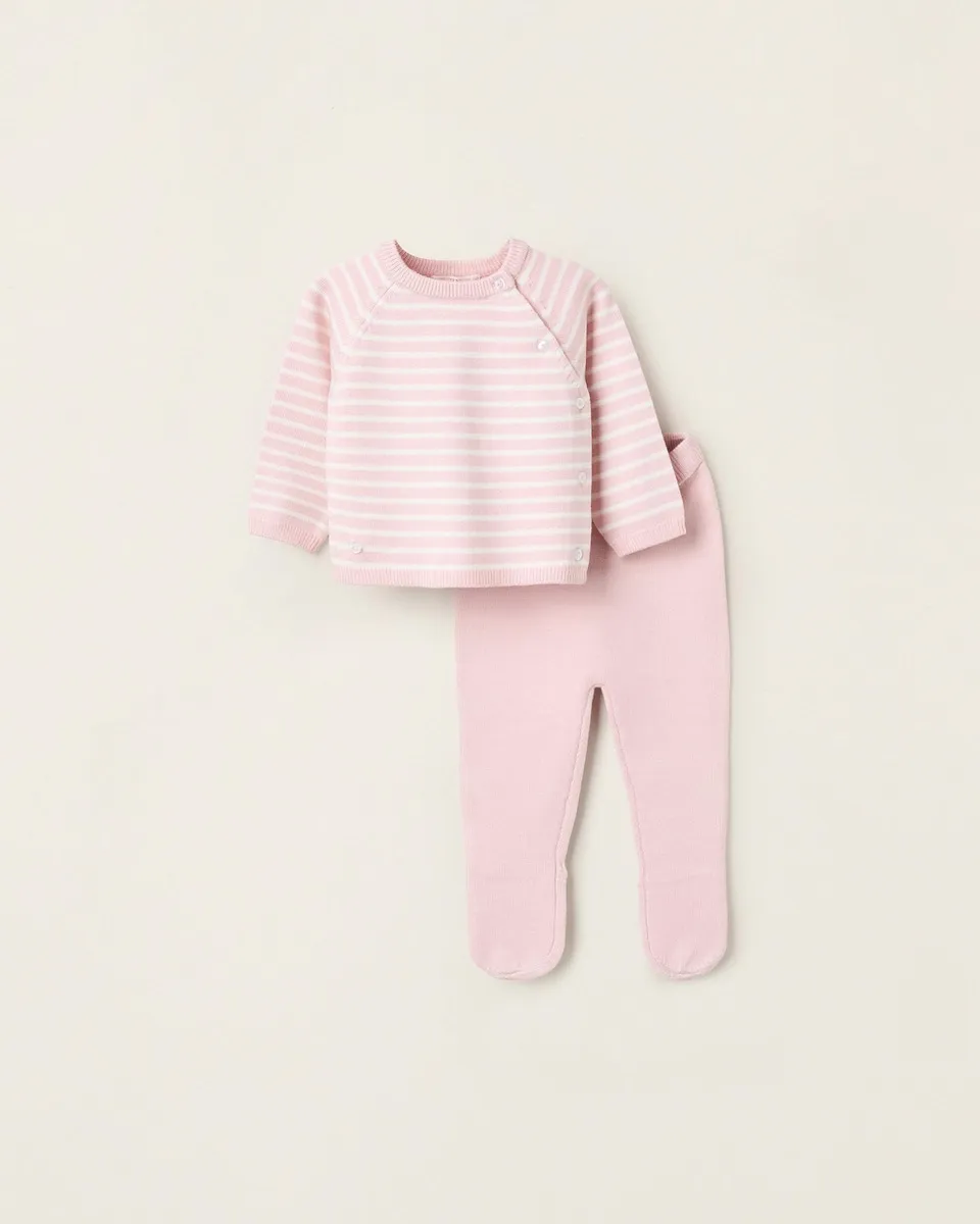 

Детский комплект жакет и вязаные ползунки Zippy, розовый