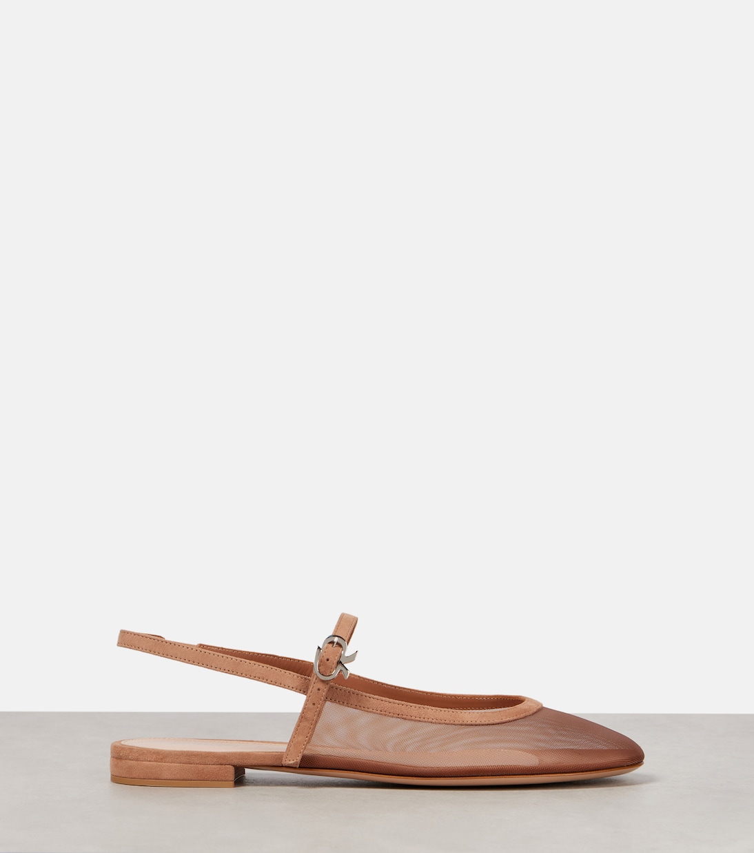 Органзовые балетки на ремешке Gianvito Rossi, Praline + Praline — фото 4