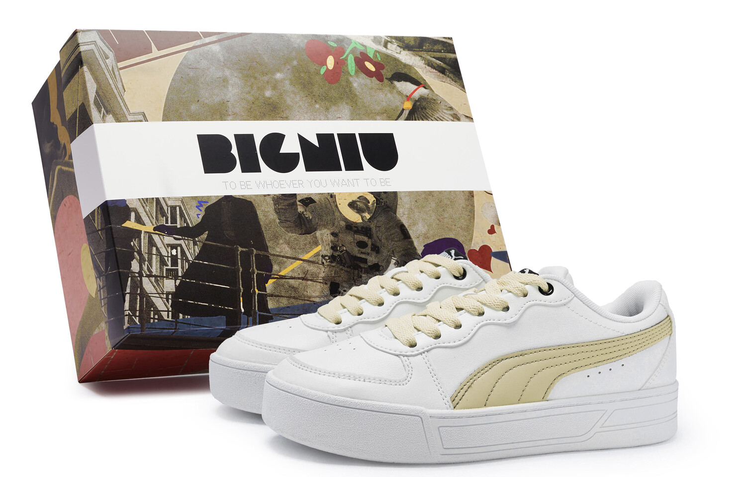 

Кроссовки Puma Skye Skateboarding Shoes Women's Low-top Beige White, белый/хаки