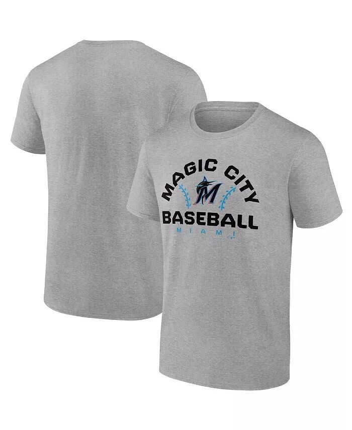 

Мужская футболка Heather Grey Miami Marlins Iconic Go For Two Fanatics
