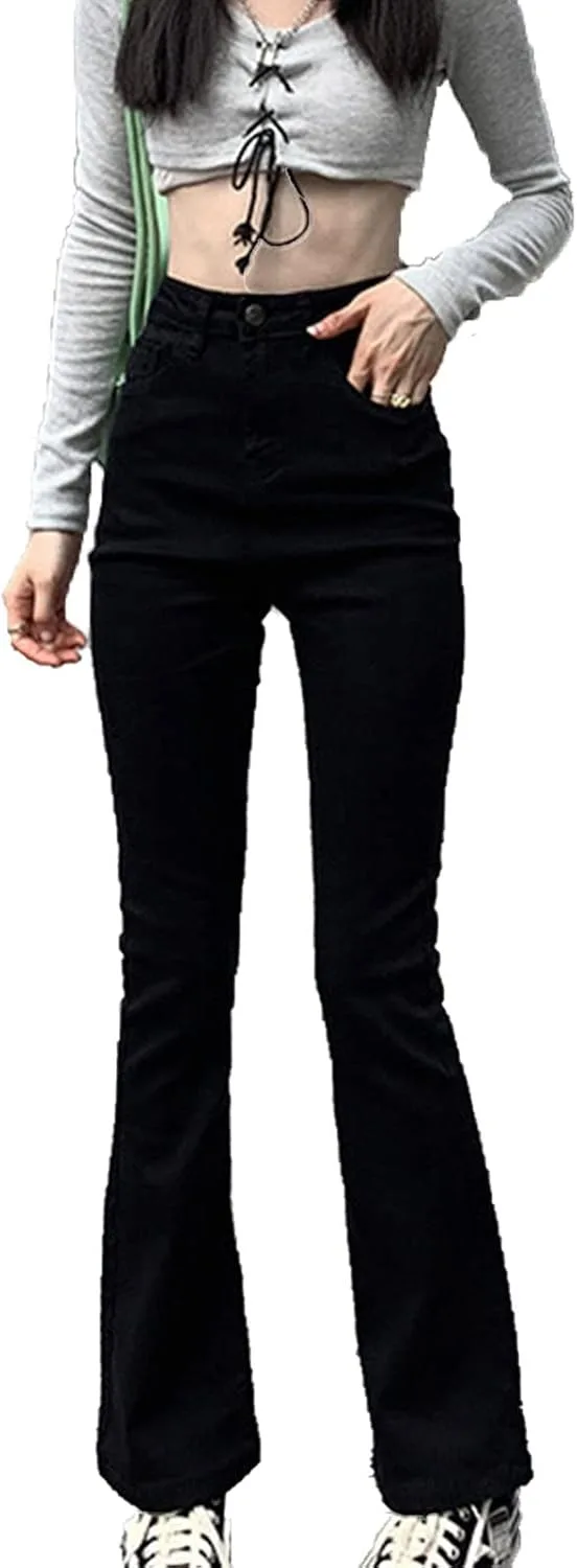 

Винтажные джинсы с растяжкой и расклешенным низом, завышенная талия Maiyifu-GJ