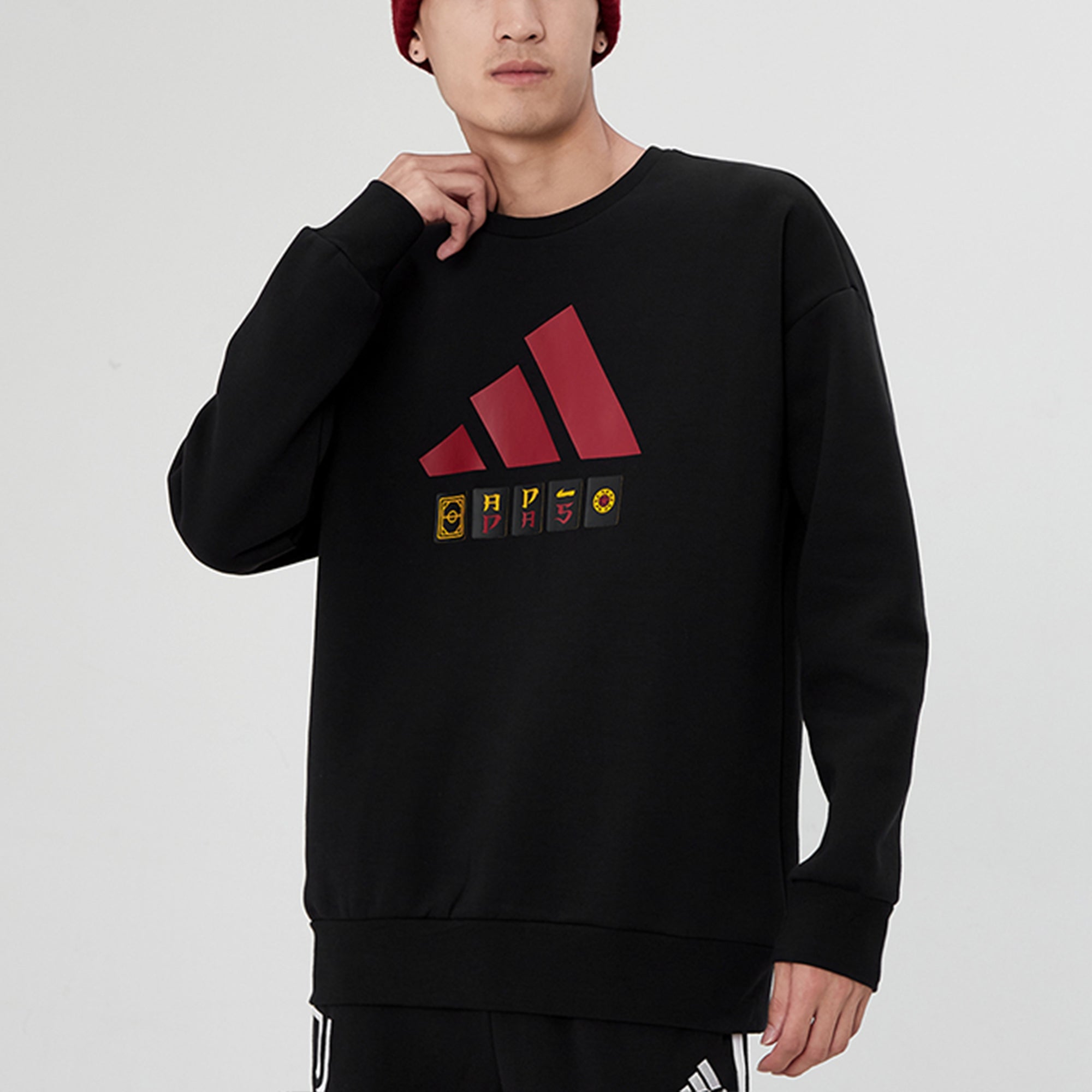 Худи Men's adidas Large Logo Athleisure Casual Sports Loose Round Neck Pullover Black H39214 — фото 4