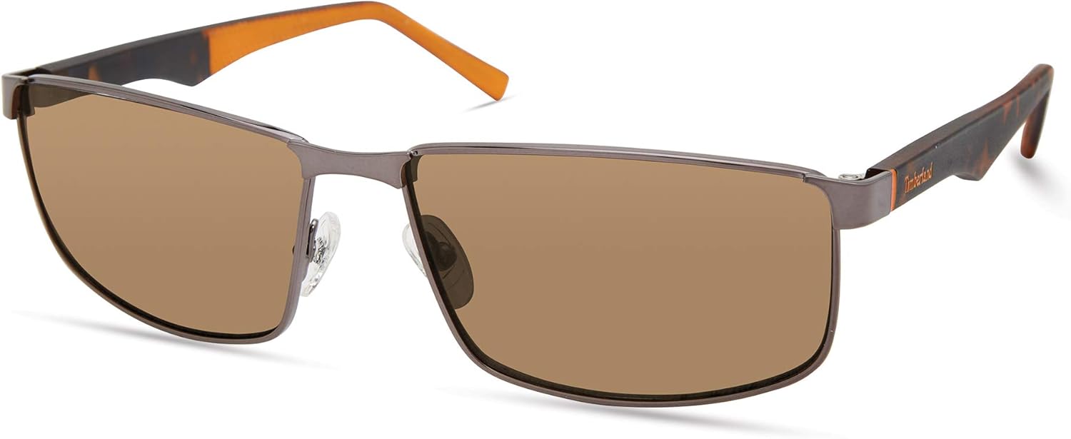 

Timberland мужские TBA9265 Polarized прямоугольные солнцезащитные очки, Shiny Dark Gunmetal