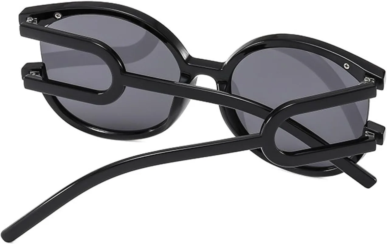 

Женские солнцезащитные очки в модном стиле, с полой линзой, зеркальным покрытием, винтажным градиентным цветом и защитой от УФ-излучения UV400 TOIPASTN, Blue