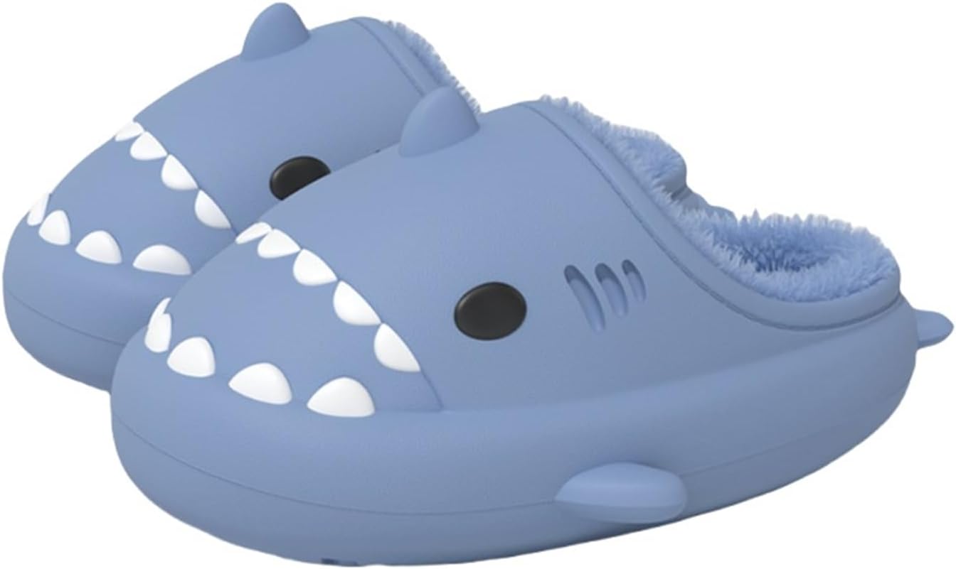 

Зимние шлепанцы Shark Slides, шлепанцы Shark Slides для взрослых и детей, теплые, уютные, плюшевые, водонепроницаемые, нескользящие, для мужчин и женщин Generic, синий