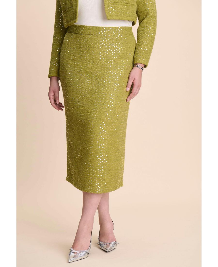

Женская твидовая юбка миди с пайетками ELOQUII, Golden cypress