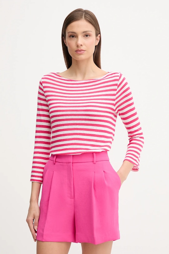 

Лонгслив с добавлением льна United Colors Of Benetton, розовый