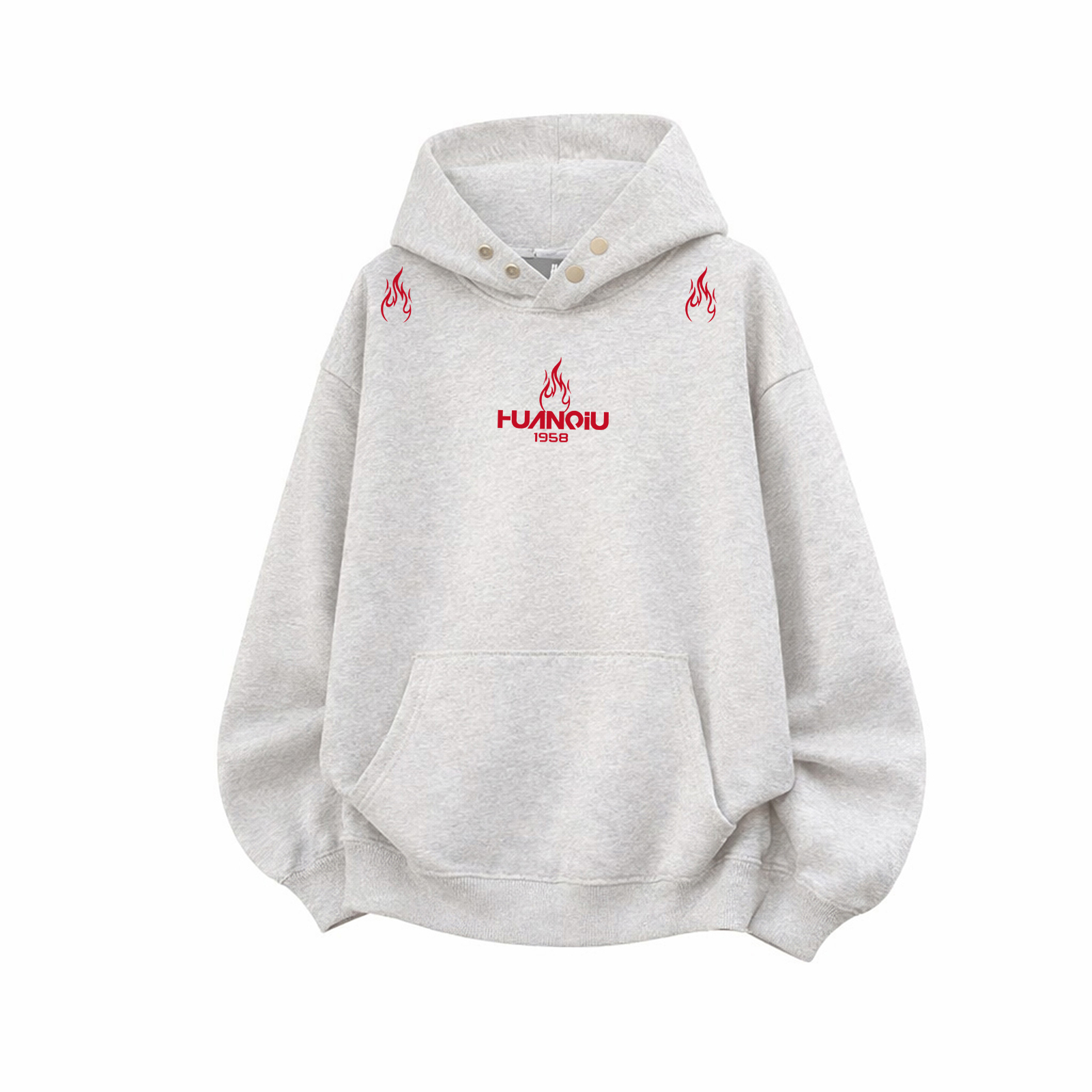 

Толстовка Unisex Hooded Moderate Heavyweight HUANQIU, premium серый (красный )