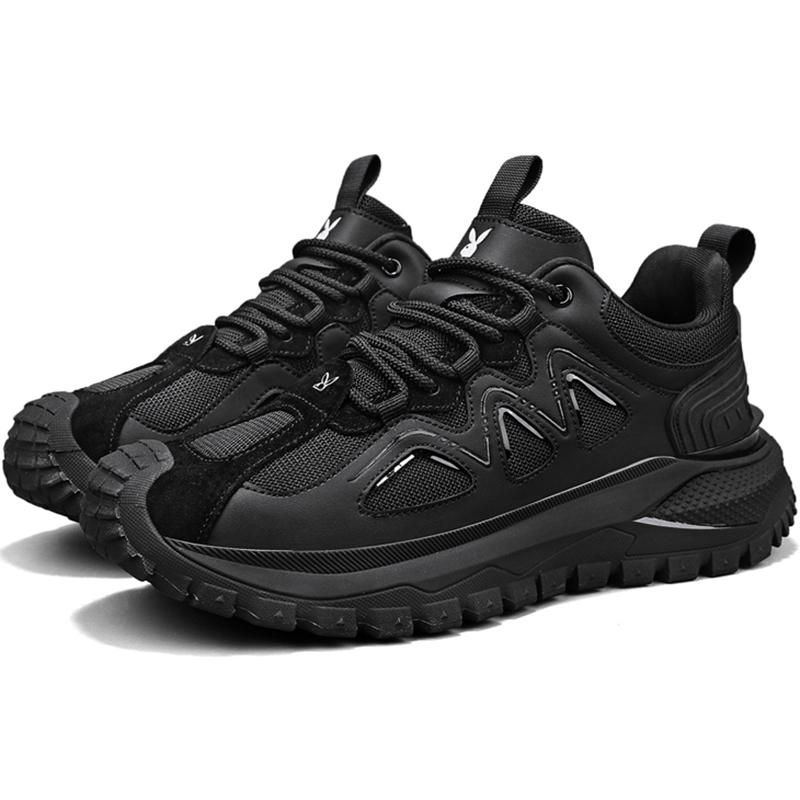 

Playboy Дышащие и износостойкие мужские низкие кеды повседневные черные, цвет Black