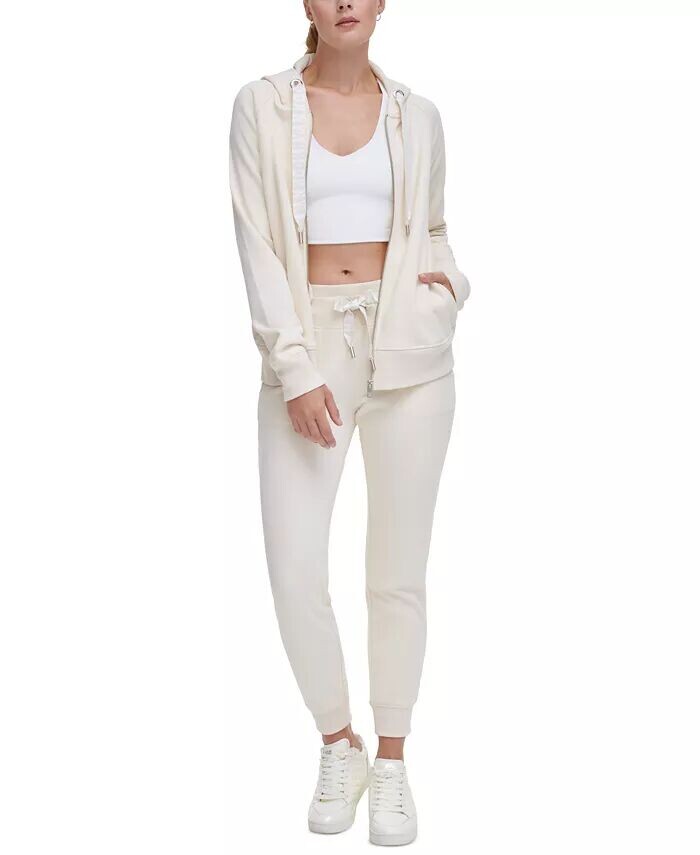 

Женская толстовка с логотипом и кулиской DKNY, бежевый