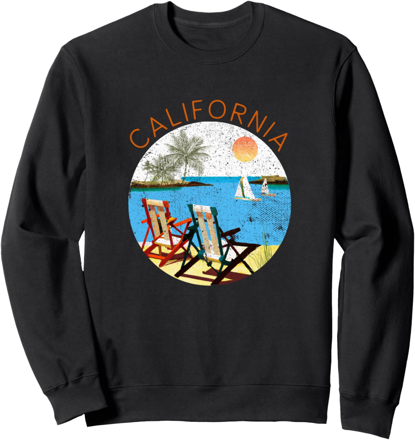

Ретро-сувенир из Калифорнии - винтажная толстовка для пляжного отдыха California Retro Souvenir Apparel, черный