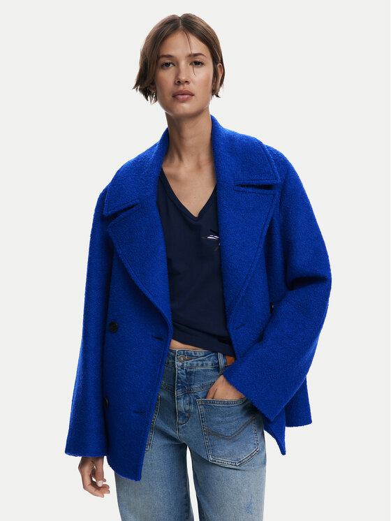 

Шерстяное пальто regular fit Shortcolor 25WWEW11 Desigual, синий