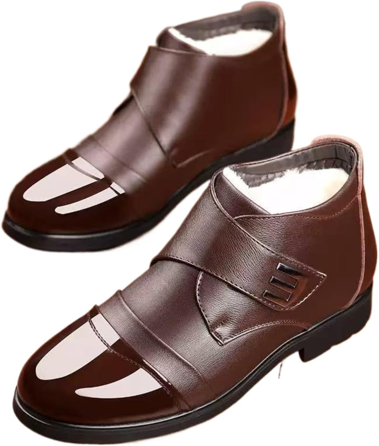 

Мужские зимние ботинки - высокие деловые туфли с массивной подошвой и хлопковой подкладкой, теплые формальные ботинки на щиколотку для офисной носки в холодную погоду Azttoztto, коричневый