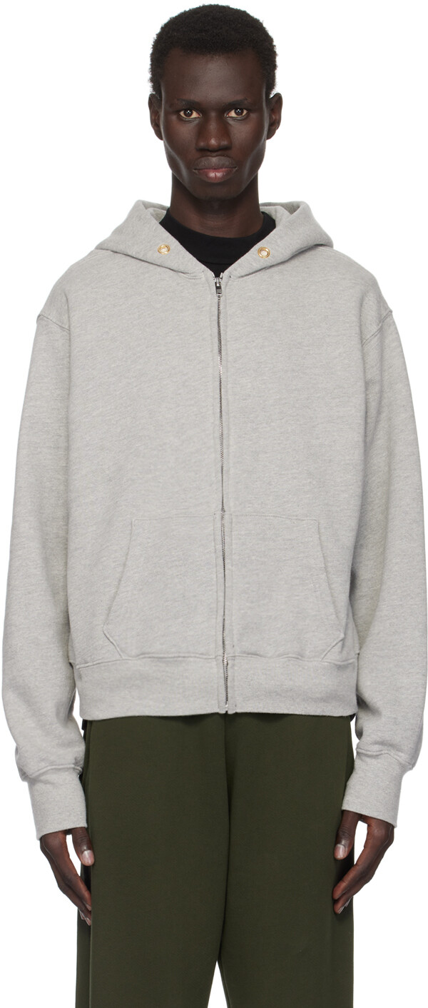 

Серая толстовка с капюшоном на молнии Les Tien, Heather grey
