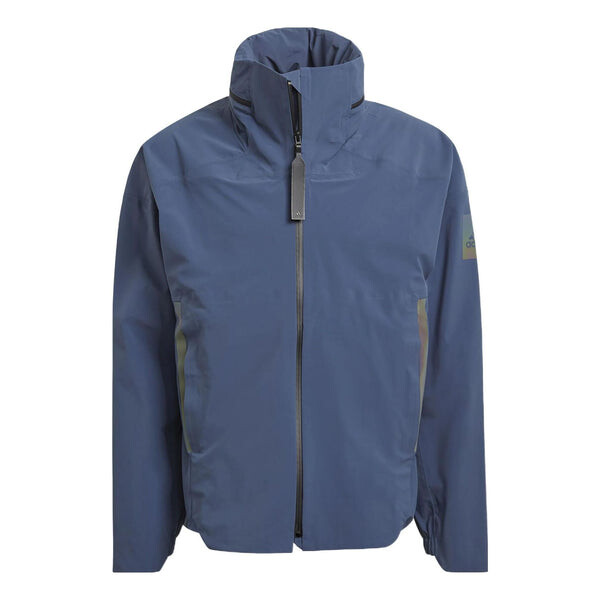 

Куртка Men's adidas Outdoor Sports Stripe Hooded Rainproof 3M Reflective Navy Blue Jacket, синий