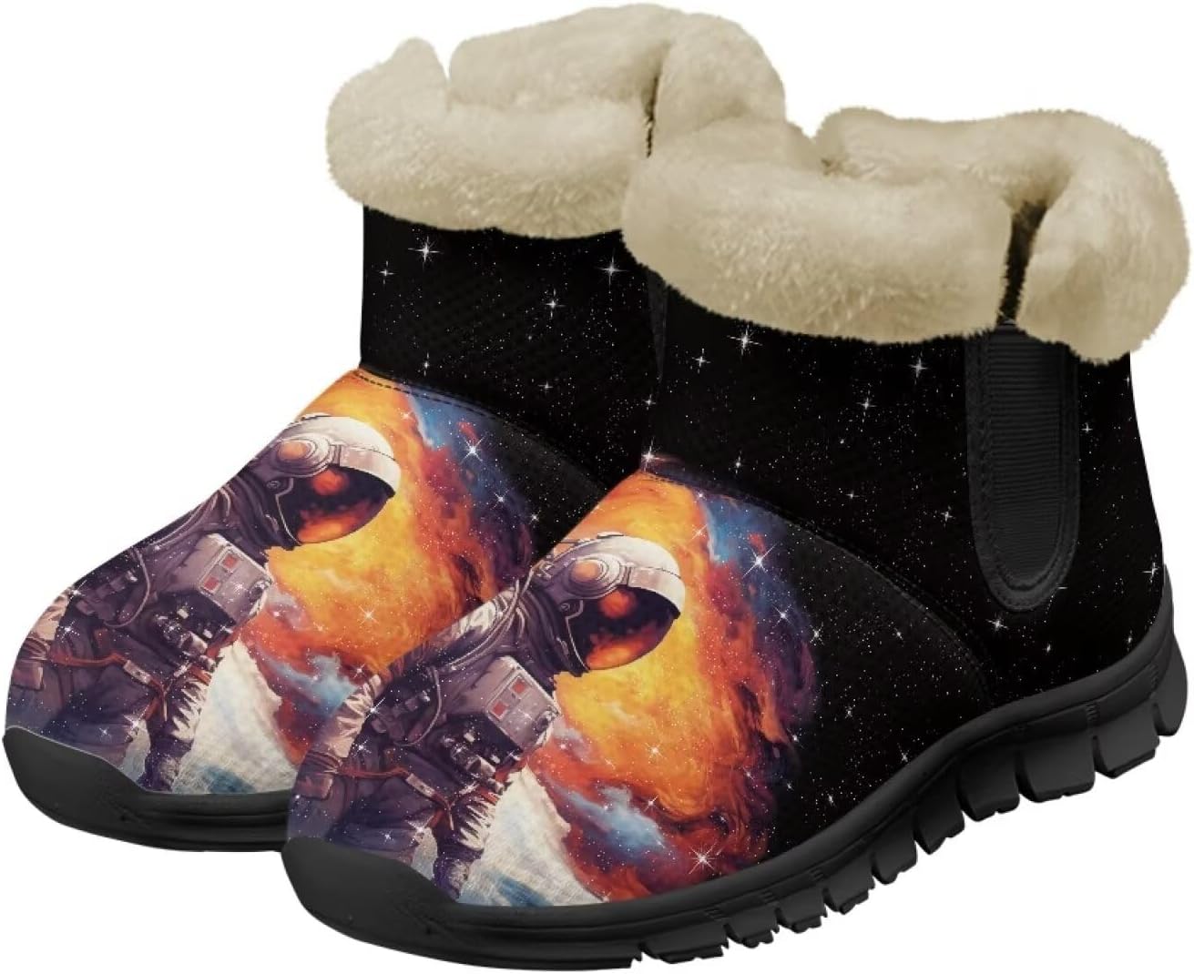 

Мужские зимние снегоходные ботинки Qoiuvncy, утепленные мехом, ботильоны с мягкой подкладкой, нескользящие, удобные, с легким надеванием, короткие ботинки для прогулок на улице, размер США 7-13, Astronaut Space