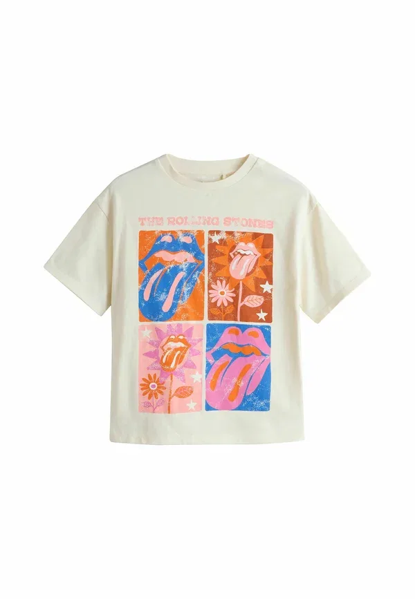 Футболка Next, Regular fit the rolling stones license band t-shirt, цвет экрю — фото 4