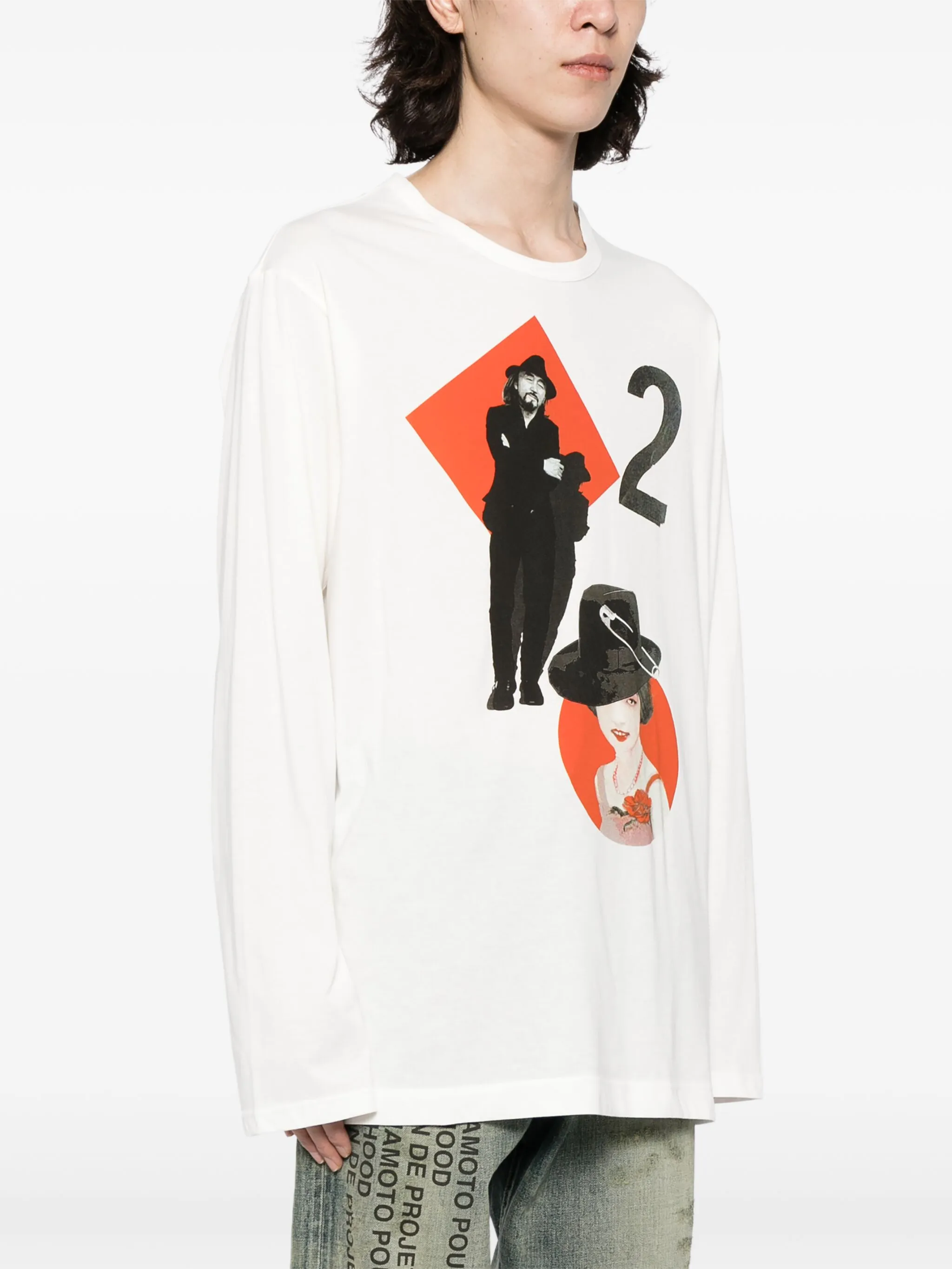 Футболка с графичным принтом Yohji Yamamoto, белый — фото 3