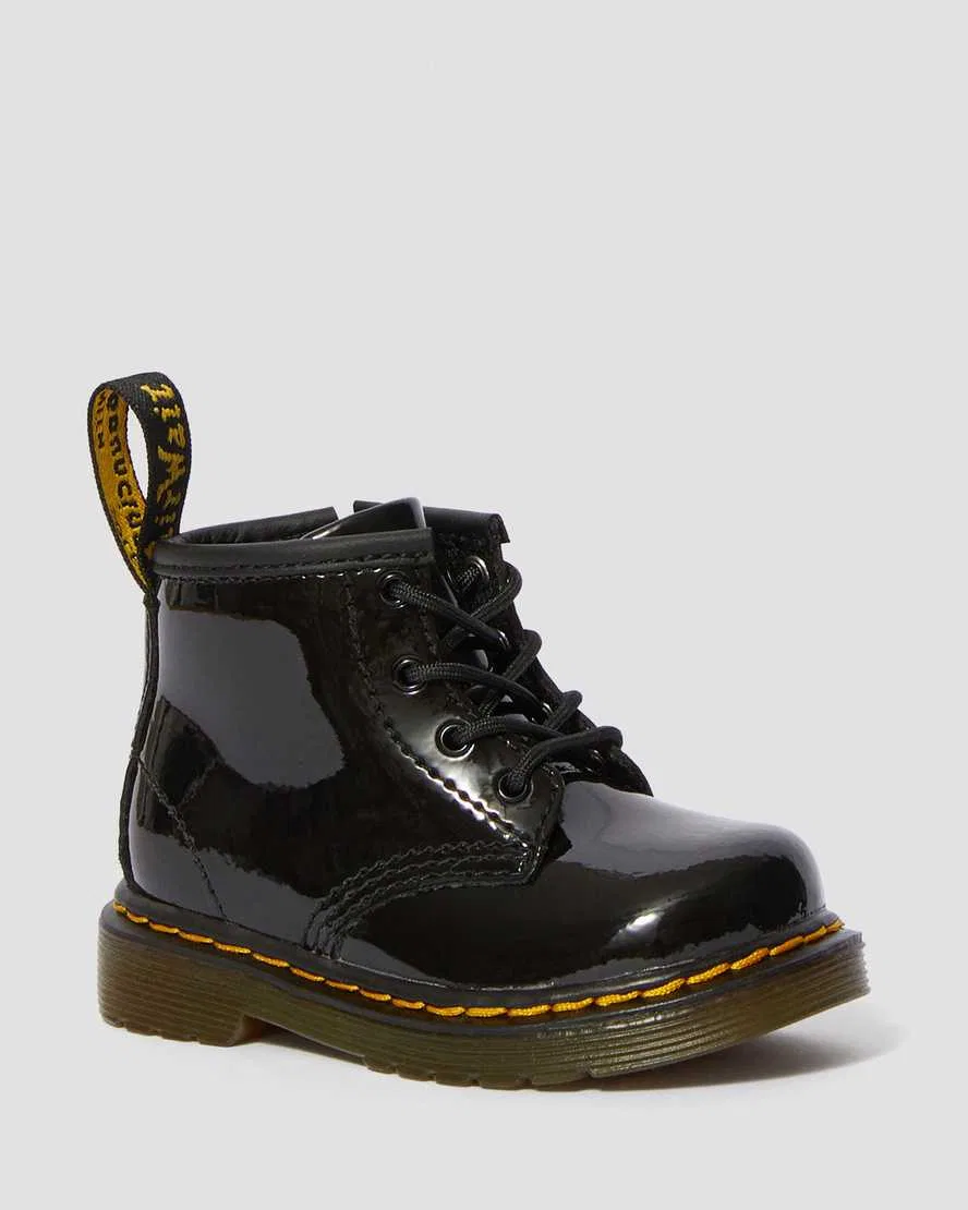 Детские лакированные ботинки на шнуровке 1460 Dr Martens, черный
