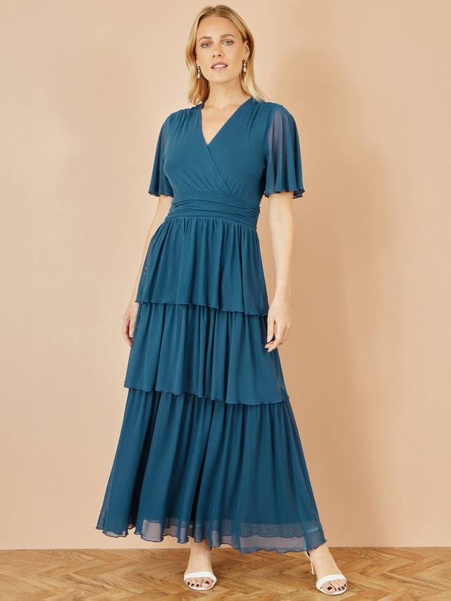 

Многослойное платье макси с сетчатыми вставками Yumi, Teal