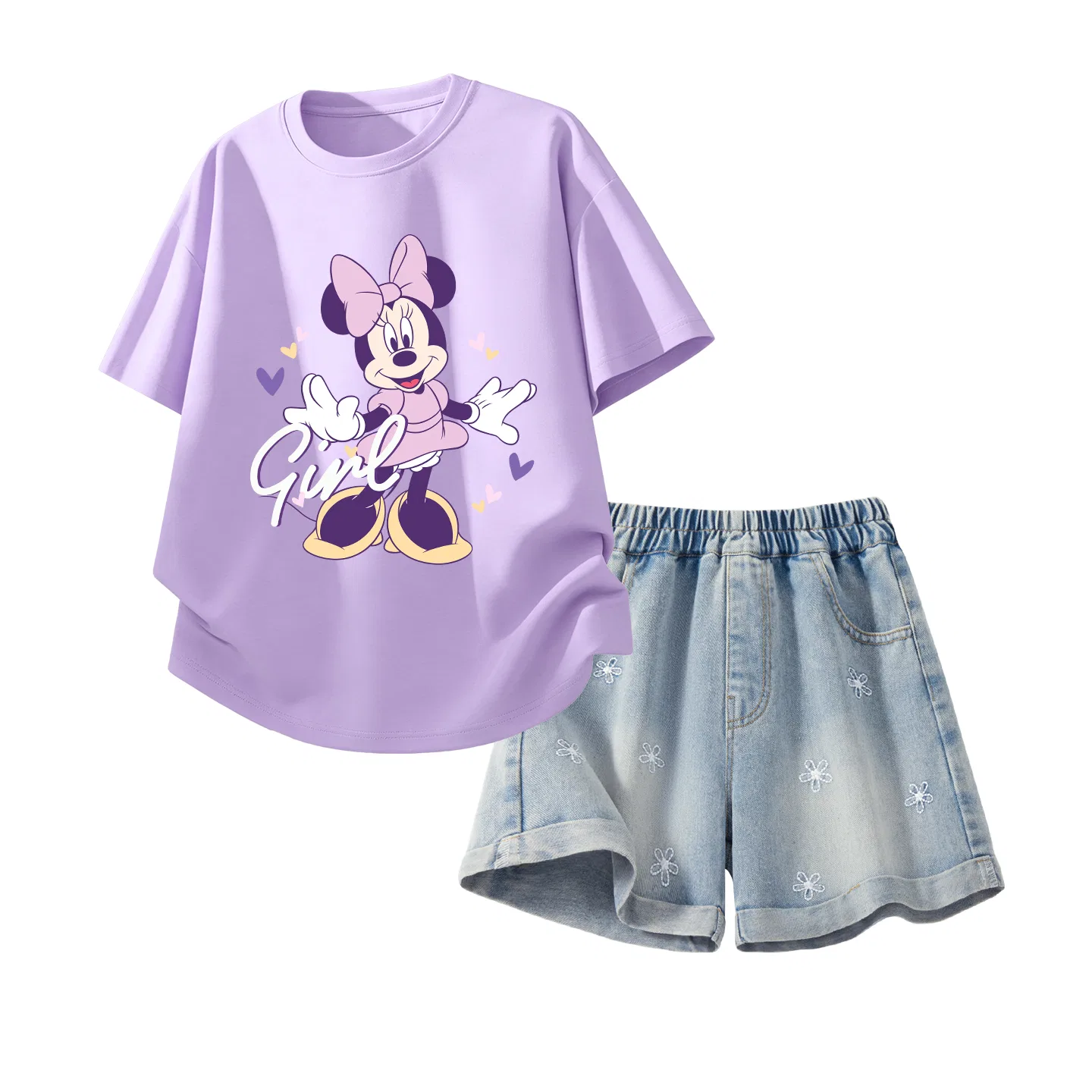 Детский спортивный костюм Disney Kids Casual Sportswear Crew Neck Thin Stretch Breathable, фиолетовый и джинсовый синий