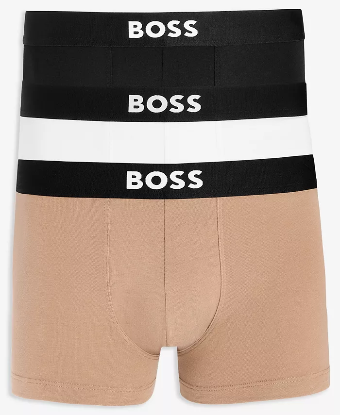 

Мужские трусы с логотипом, 3 штуки, однотонные Hugo Boss, мультиколор