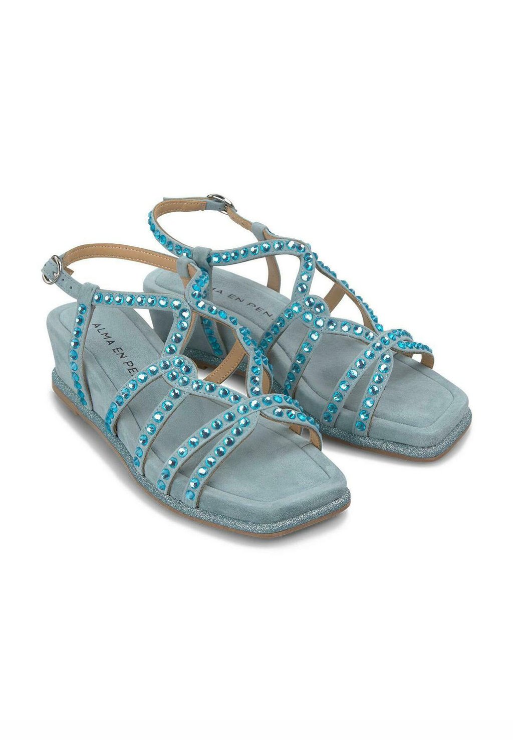 Босоножки на танкетке CON CIERRE HEBILLA - Platform sandals Alma en Pena, цвет Azul Jaspeado — фото 3