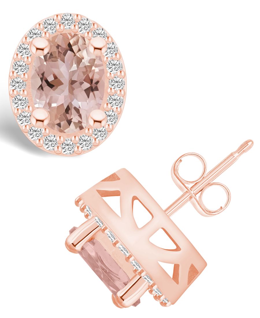 

Серьги-гвоздики гало с морганитом (2,5 карата) и бриллиантами (3,8 карата) в оправе из розового золота 14 карат Macy's, Morganite