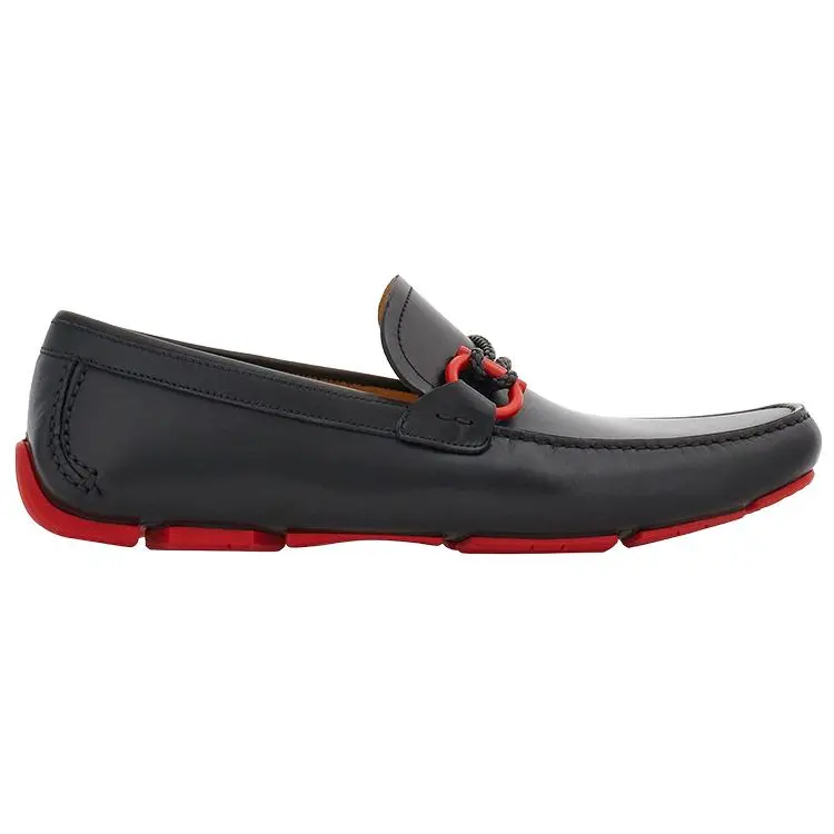 Водительские лоферы с бляшкой Gancini Ferragamo, черный — фото 3