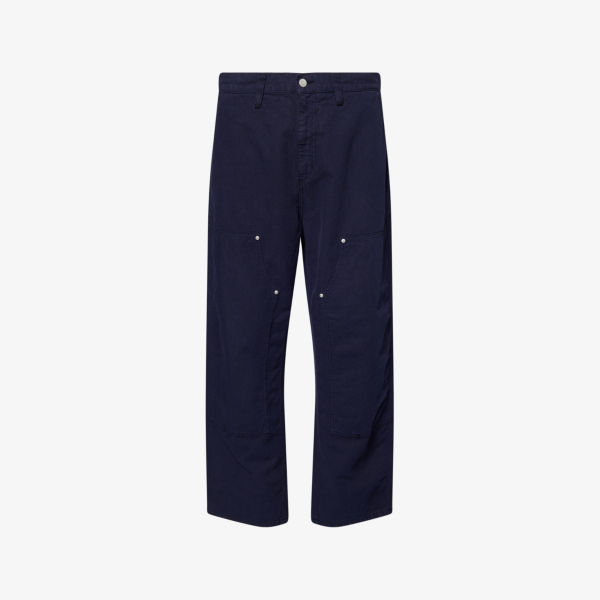 

Брюки Walter из хлопка и льна с двойными наколенниками Carhartt Wip, синий