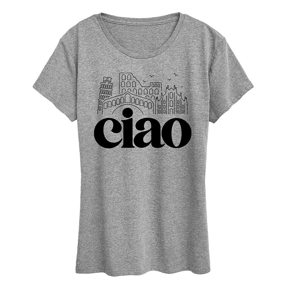 

Женская футболка с рисунком Ciao Italy Landmarks Licensed Character, цвет Heather Gray