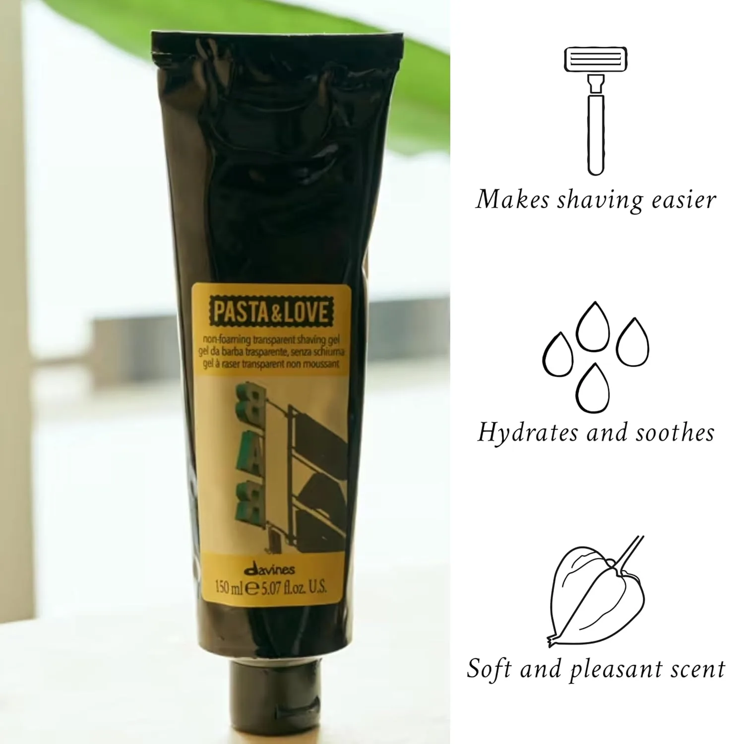 Гель для бритья Davines Pasta & Love без пены, прозрачный, для точного бритья - прозрачная формула для аккуратной обработки краев, плавного скольжения и уменьшения раздражения, 140 мл. — фото 3