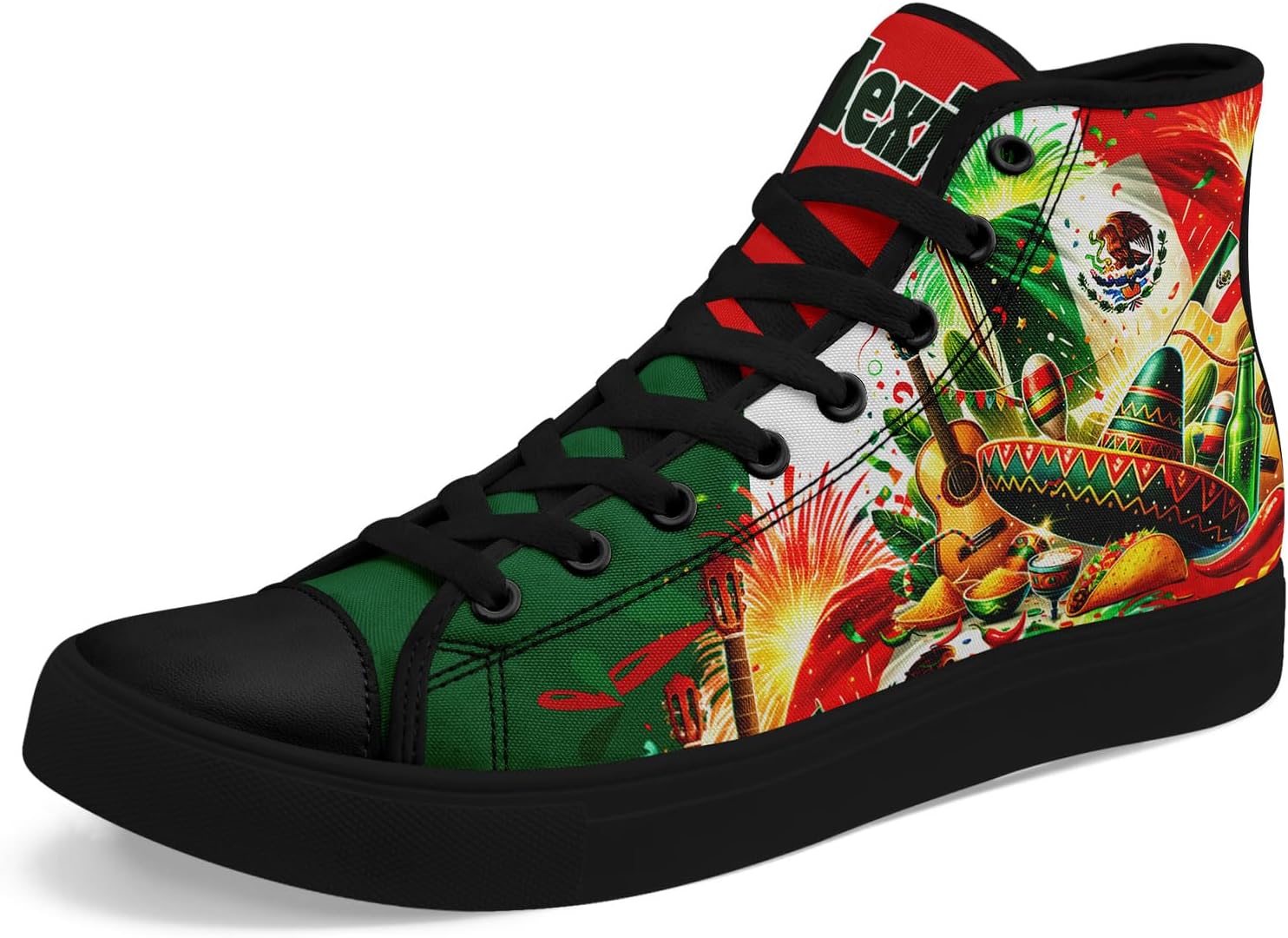 

Высокие кеды с принтом мексиканского флага, удобная резиновая подошва, дышащая сетчатая подкладка, повседневная обувь для мужчин и женщин Awsole, черный/красный/зеленый/оранжевый