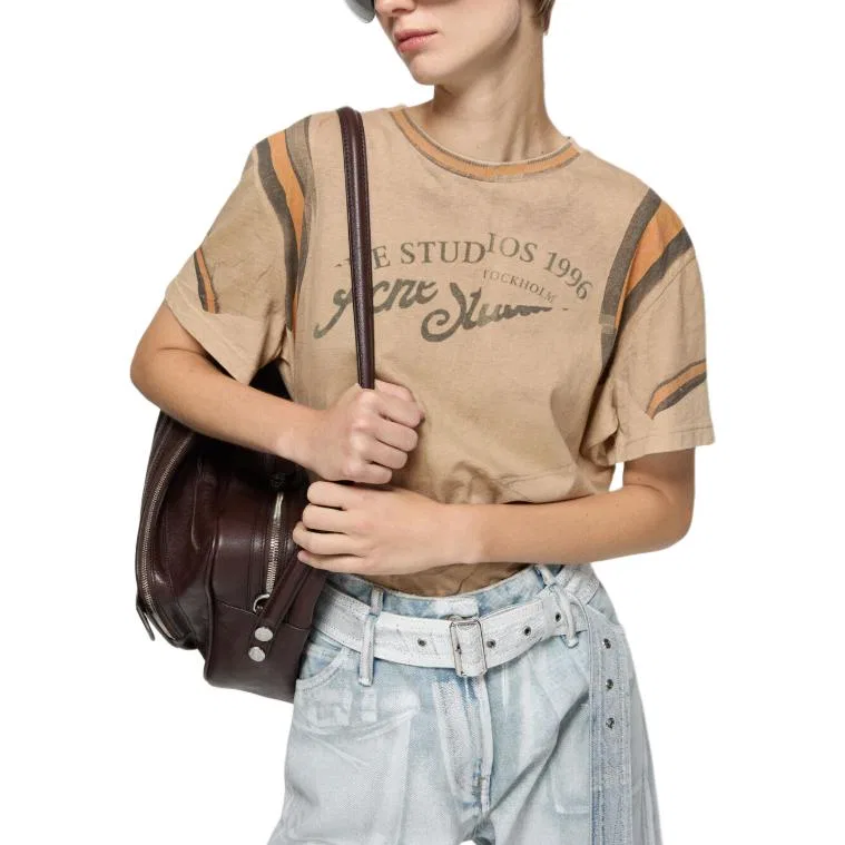 Футболка с логотипом Acne Studios, Sandy Beige — фото 4