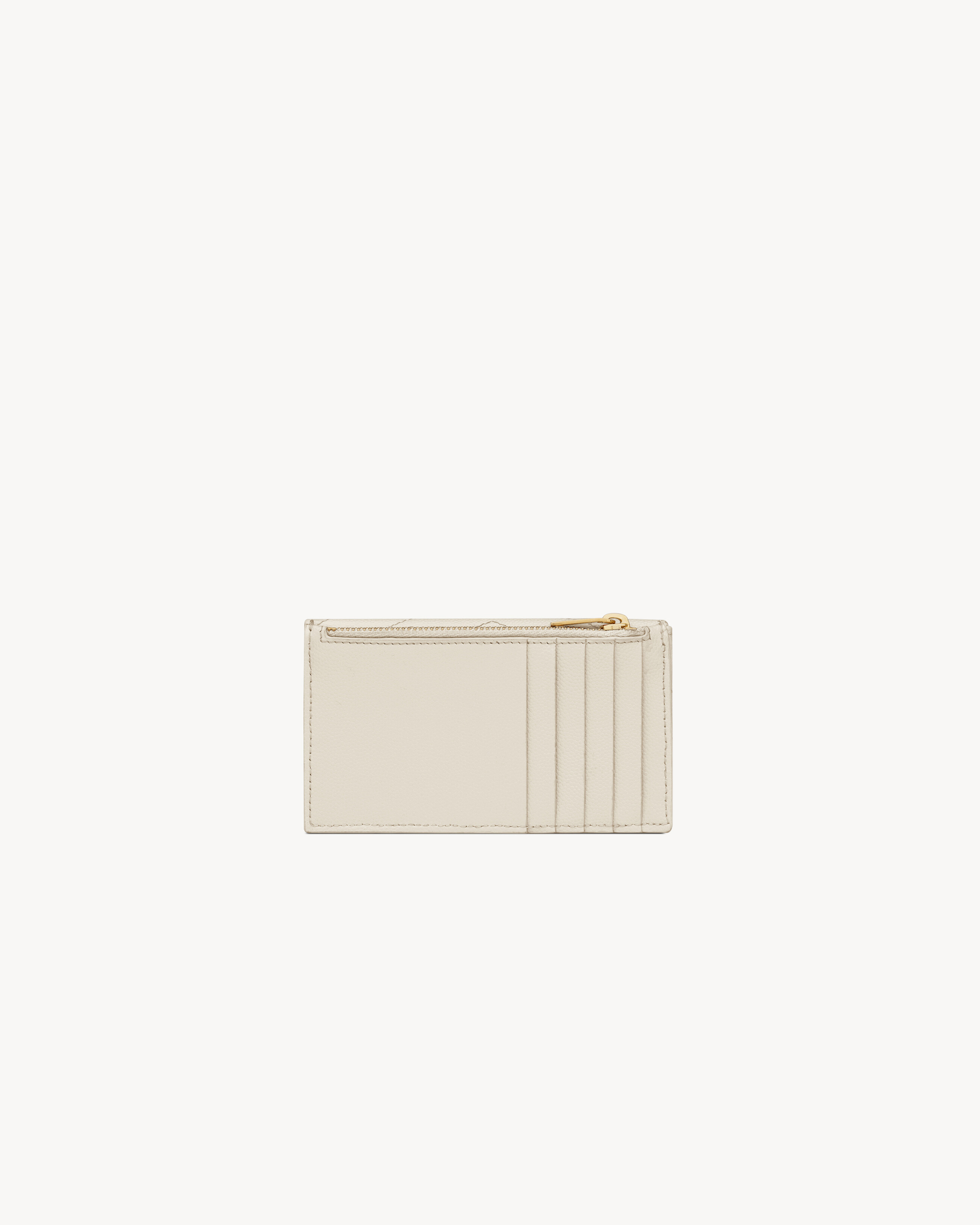 Кардхолдер Cassandre Matelasse с клапаном из кожи Grain de Poudre Saint Laurent, белый — фото 2