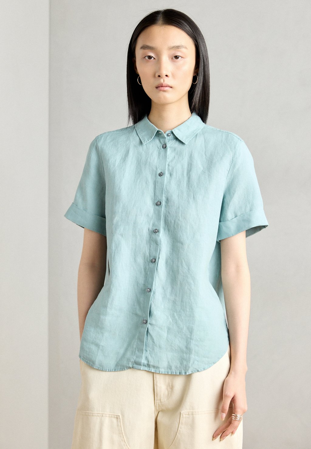 

Блузка на пуговицах BLOUSE REGULAR FIT SHORT SLEEVE SOLID Marc O'Polo, цвет Pure Teal