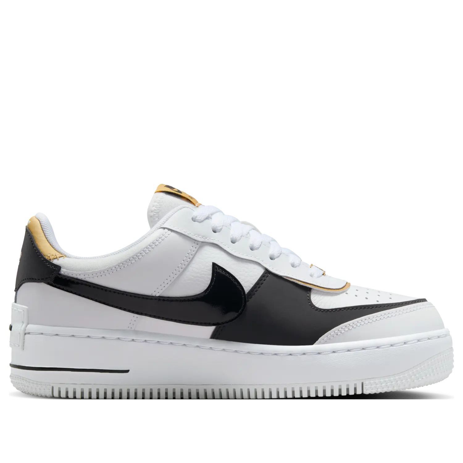 Кроссовки (WMNS) Nike Air Force 1 Shadow 'White Black Metallic Gold' — фото 2