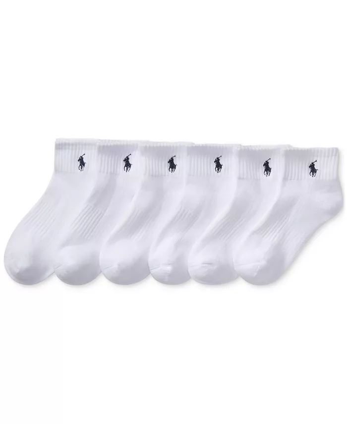 

Носки для мальчиков Toddler Boys Solid Quarter Crew, набор из 6 пар Polo Ralph Lauren, белый