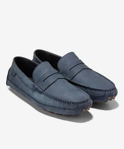 Мужские кожаные лоферы Davis Grand Penny Cole Haan тёмно-синие — фото 2