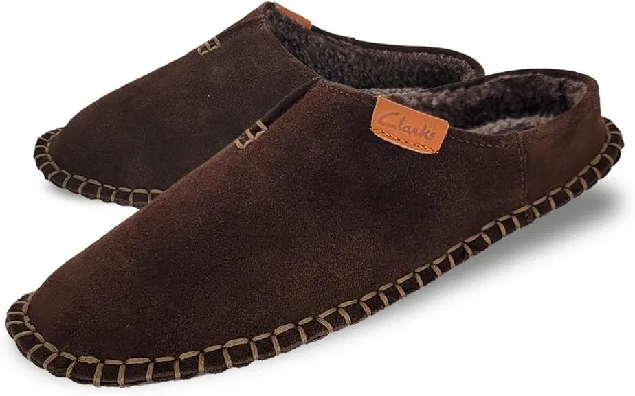 Тапочки из замши Clarks, темно-коричневые