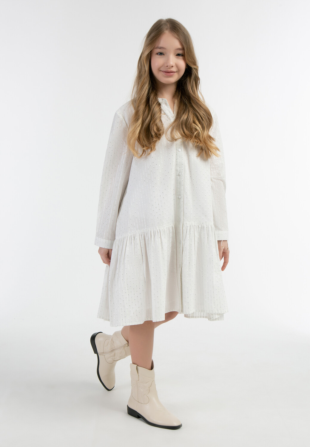 Толстовка IZIA Sommerkleid, цвет Wollweiss Mit Silber Streifen Und Punkten — фото 4