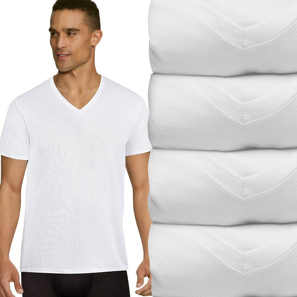 

Мужские футболки Hanes Ultimate из 4 комплектов X-Temp в сетку с v-образным вырезом, белый