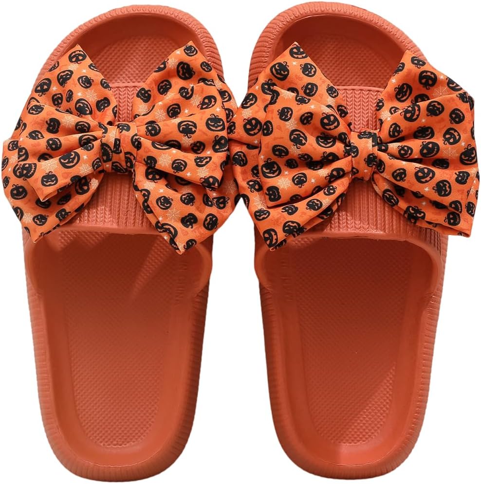 

Женские и мужские шлепанцы WIRETRAN в шахматную клетку, тапочки для душа, быстро сохнут, с толстой подошвой, нескользящие, легкие, для дома, ванной, сада и спальни, Bowknot Pumpkin